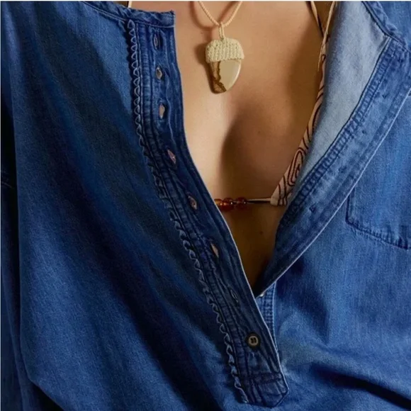 We The Free Dream Denim Henley - Picture 2 of 5